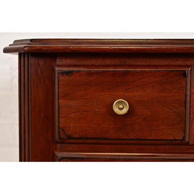 Ethan Allen French Regency Louis XVI Carved Cherry Wood Bedside Chest For Sale - Image 9 of 17