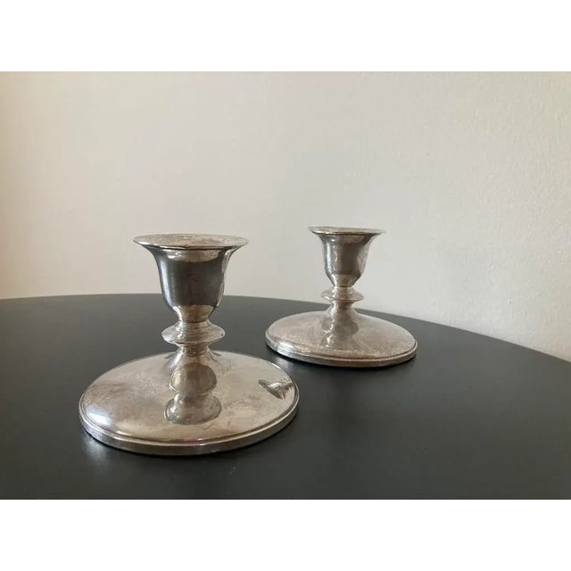 Early 20th Century Early 20th Century American Sterling Silver Candle Holders by M Fred Hirsch Co- a Pair For Sale - Image 5 of 12