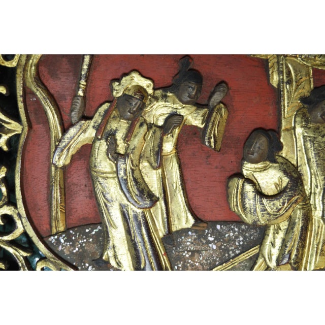 Antique Chinese Hand-Carved Wooden Sign For Sale - Image 9 of 11