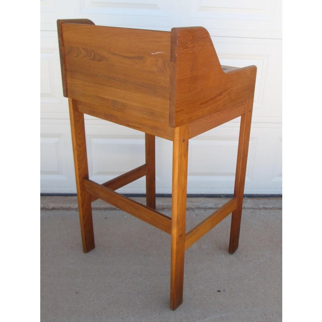 Wood Mid 20th Century Danish Modern Teak Standing Desk Hostess Stand Drafting Table Lectern Pulpit For Sale - Image 7 of 16