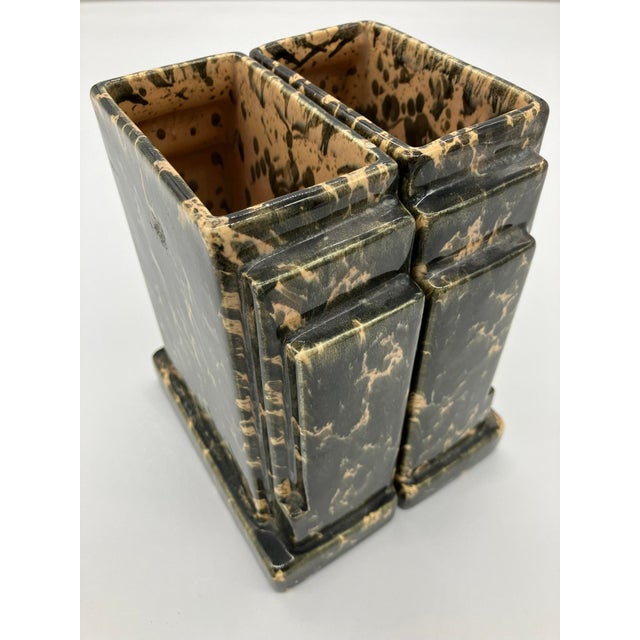 Ceramic Pair of Art Deco Ceramic Vases – Marble Effect Glaze, 1920s–1930s For Sale - Image 7 of 14