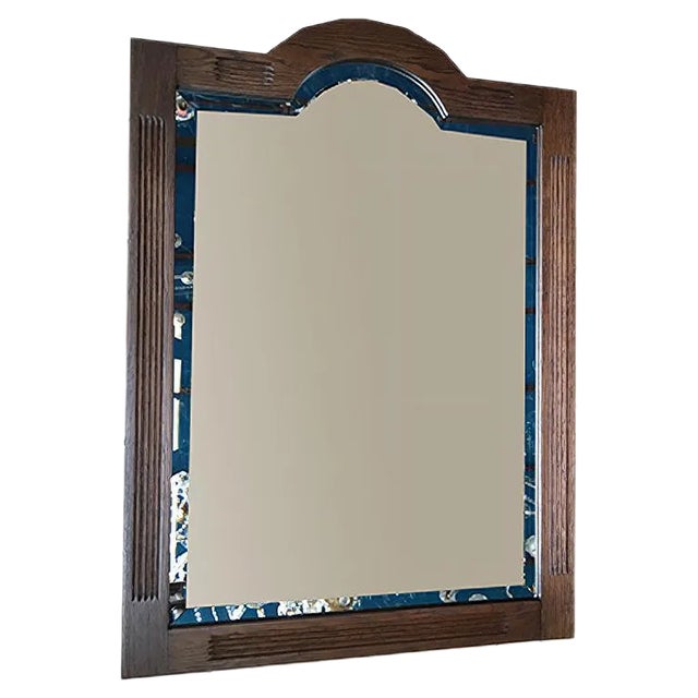 Crystal Sanded Mirror with Wooden Frame, 1960s For Sale