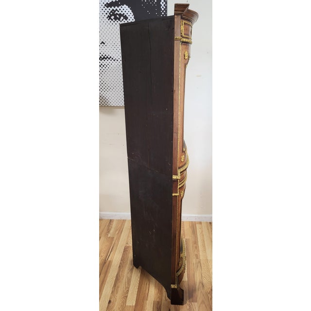 Brown Antique French Bronze Mounted & Inlaid Corner Curio Cabinet Vitrine For Sale - Image 8 of 18