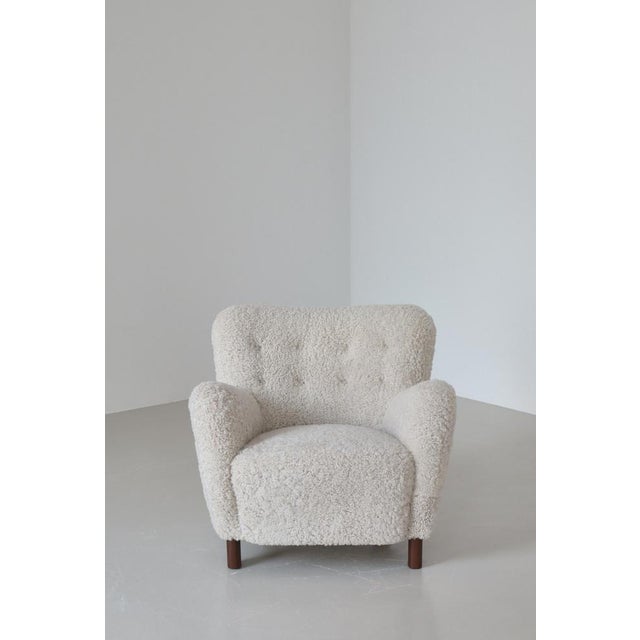 Scandinavian Modern Model FH-1669 Easy Chairs in Sheepskin by Fritz Hansen, 1940s, Set of 2 For Sale - Image 12 of 18