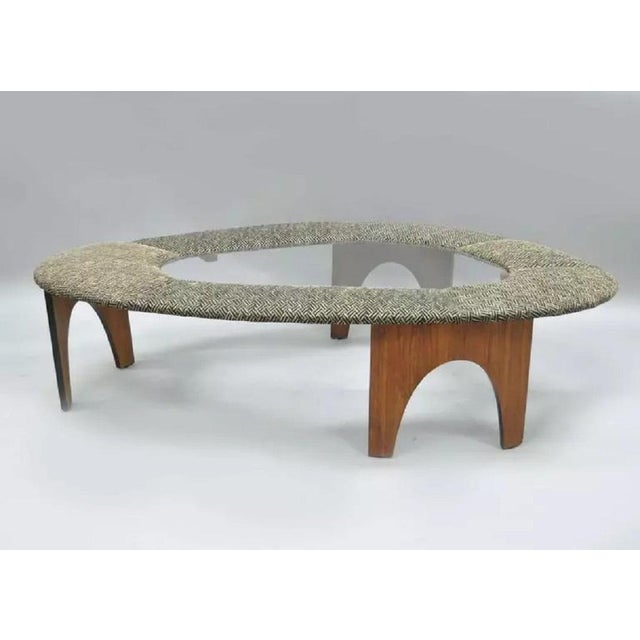 Henry Glass Henry P Glass Style Intimate Island Suite Walnut Upholstered Mid Century Coffee Table For Sale - Image 4 of 9