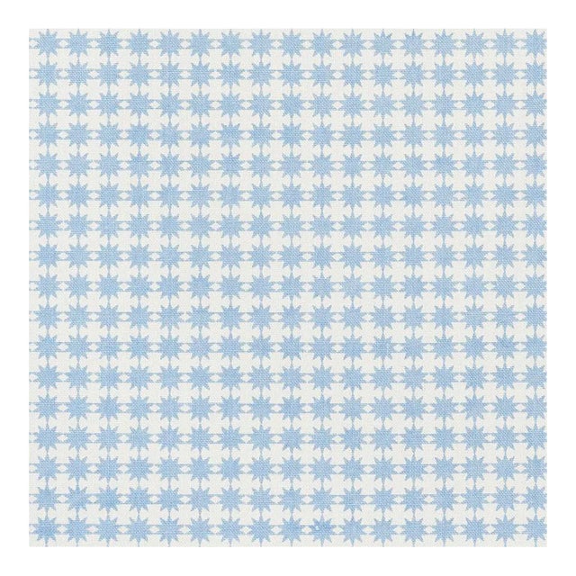 Schumacher X Studio Bon Stella Fabric in Chambray For Sale