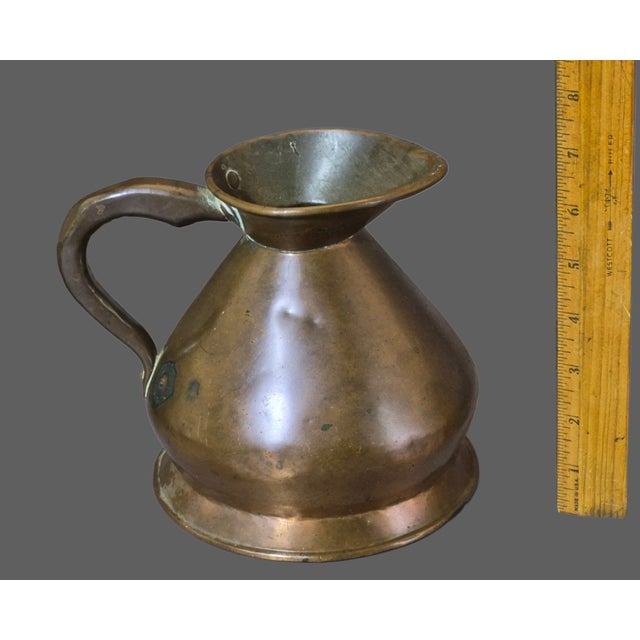 Metal Antique Victorian English Tavern Copper Measuring Harvest Jug Marked Quart For Sale - Image 7 of 13