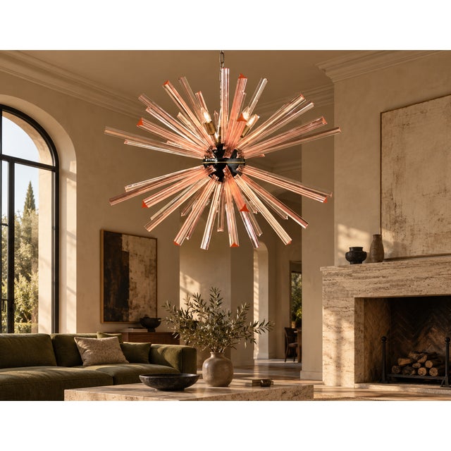 Sputnik Pendant Light with 50 Pink Glass Prisms from Justfurnituress SRL For Sale - Image 9 of 10