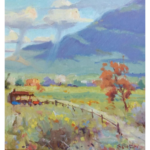 Silvio Silvestri, Listed Artist Beautiful Mountain Landscape Oil Painting W/ Antiqued Gold Wood Frame For Sale In Los Angeles - Image 6 of 10