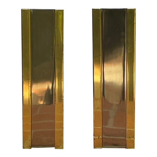 1970s Danny Alessandro Nickel & Brass Andirons - a Pair For Sale