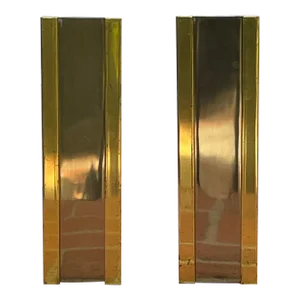 1970s Danny Alessandro Nickel & Brass Andirons - a Pair