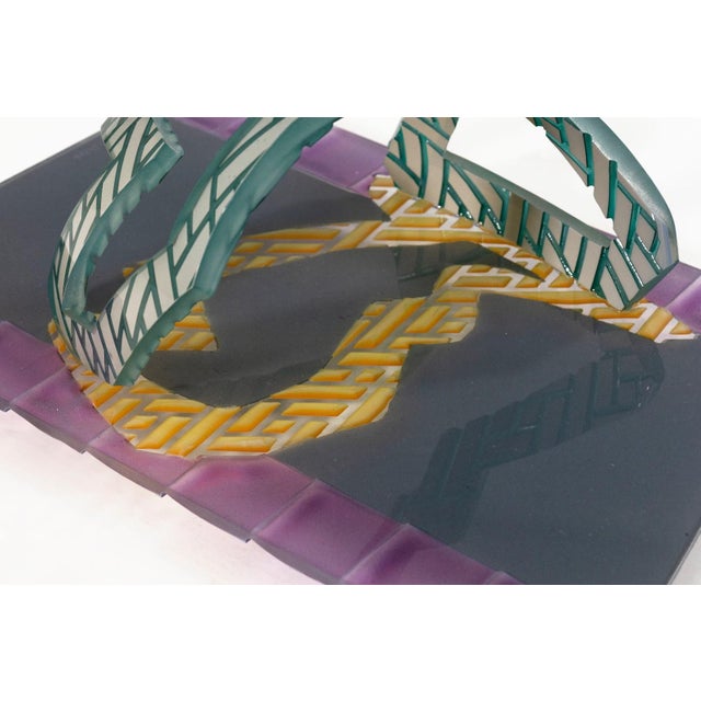 Lavender Concetta Mason Dream Counselor Signed 1986 Postmodern Art Glass Wall Sculpture For Sale - Image 8 of 9