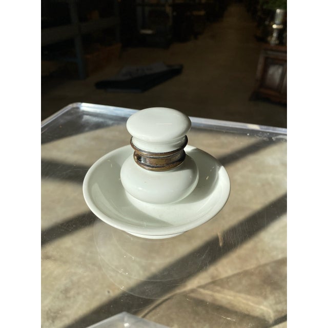 Early 20th Century English Porcelain Push Button Inkwell For Sale - Image 9 of 11