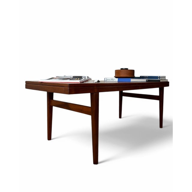 Mid-Century Modern Scandinavian Teak Coffee Table with Black Extension Board, 1960s For Sale - Image 3 of 13