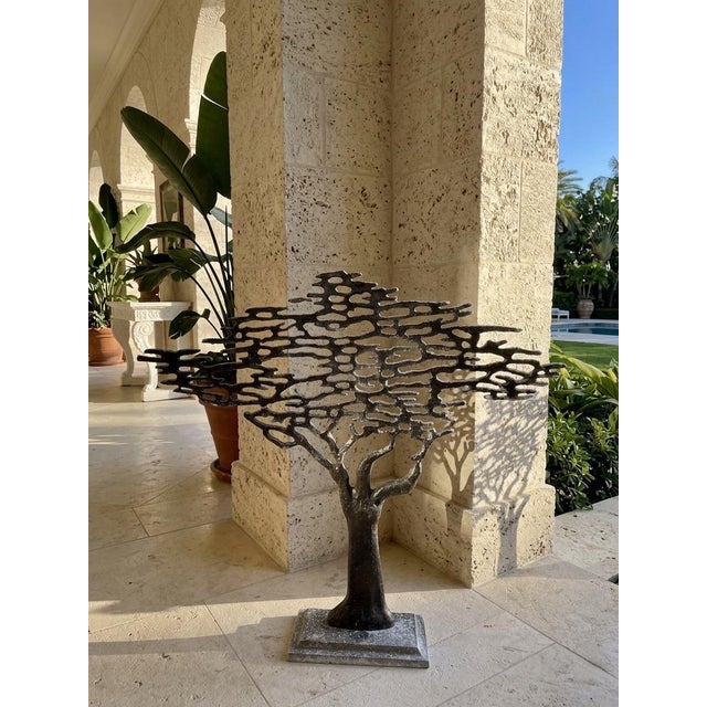 Metal Large Brutalist Cast Metal Acacia Tree Sculpture For Sale - Image 7 of 11