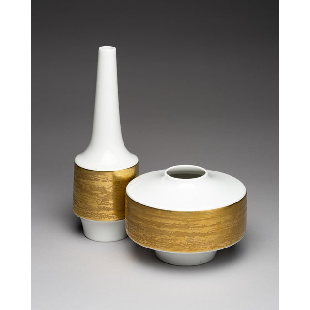 1960s White and Gilt Porcelain Vases by Heinrich Selb, Germany, 1960s, Set of 2 For Sale - Image 5 of 18