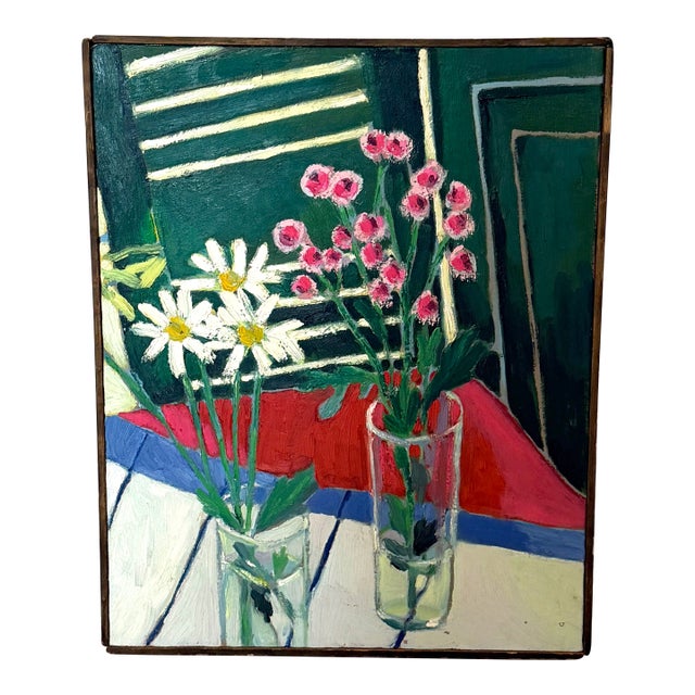 1980 Robert Wood Floral Still Life Painting For Sale