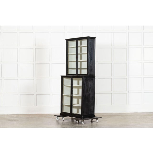 White English Painted and Glazed Shop Display Cabinet, 1900s For Sale - Image 8 of 15