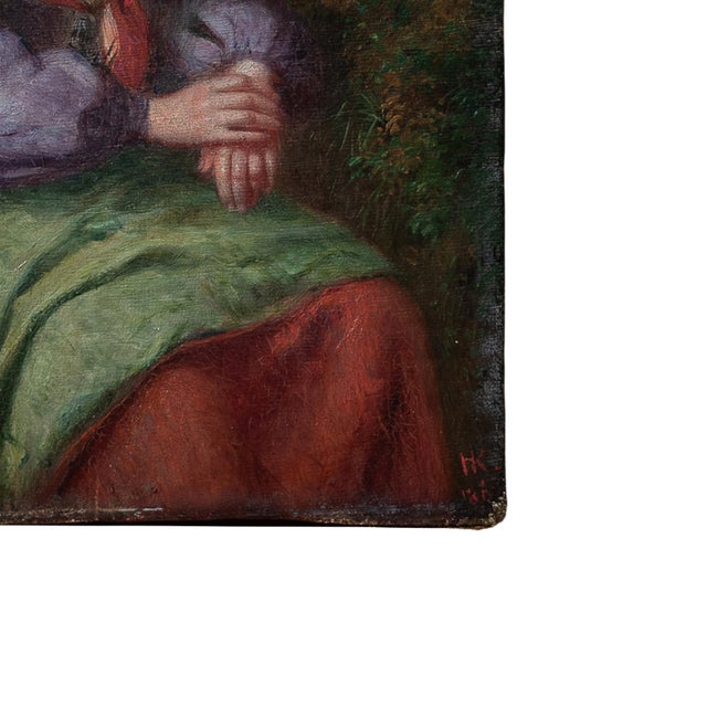 Antique 19th Century Realism Landscape Portrait Oil Painting of a Beautiful Young Woman by Haynes King, 1860 For Sale - Image 13 of 13