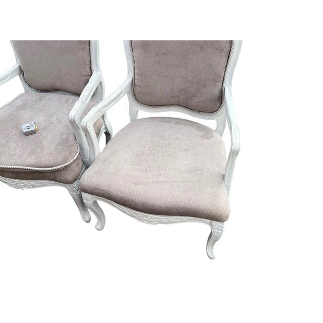 French Pair of Vintage French Upholstered Armchairs For Sale - Image 3 of 5