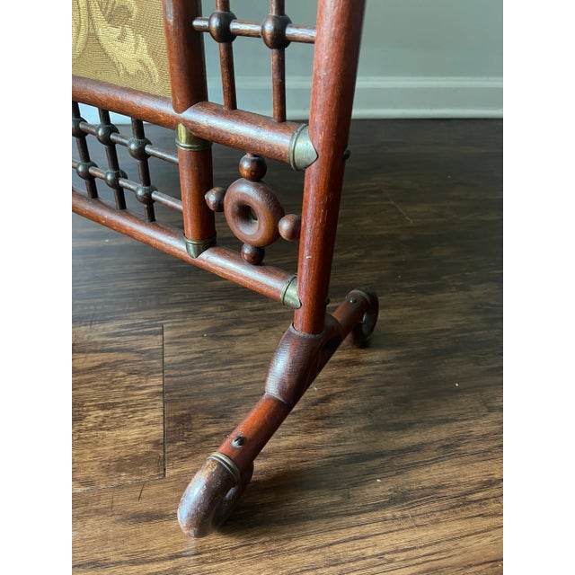 Victorian Late 19th Century Victorian Stick and Ball Fireplace Screen For Sale - Image 3 of 12