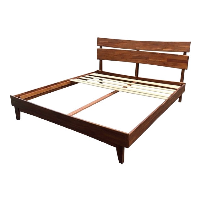Solid Wood Acacia Aurora King Platform Bed Frame For Sale