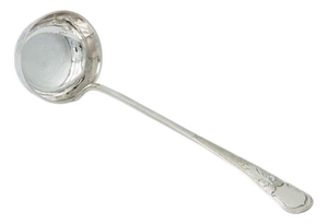 Soup Ladle in Plain Silver with Guilloche Pattern