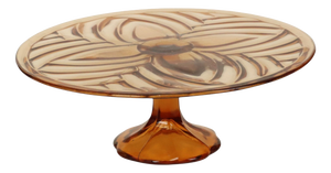 Art Deco Orange Amber Cake Plate Pastry Dish from Val Saint Lambert, 1930s