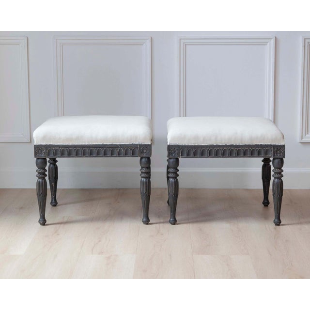 Traditional Pair of Swedish Empire Stools, Early 19th Century For Sale - Image 3 of 7