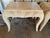 -Light washed rattan -Intricately wrapped rattan and curved legs -Beveled travertine slab top -Postmodern -Sold as a pair...