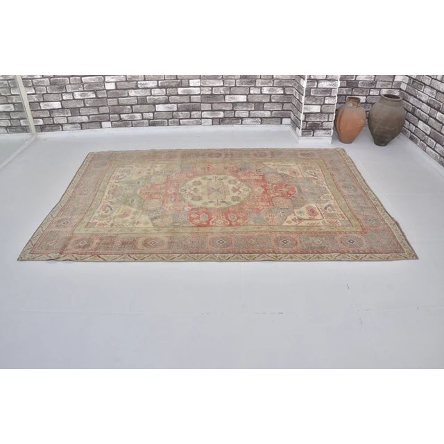 Textile Floral Antique Oushak Carpet For Sale - Image 7 of 10