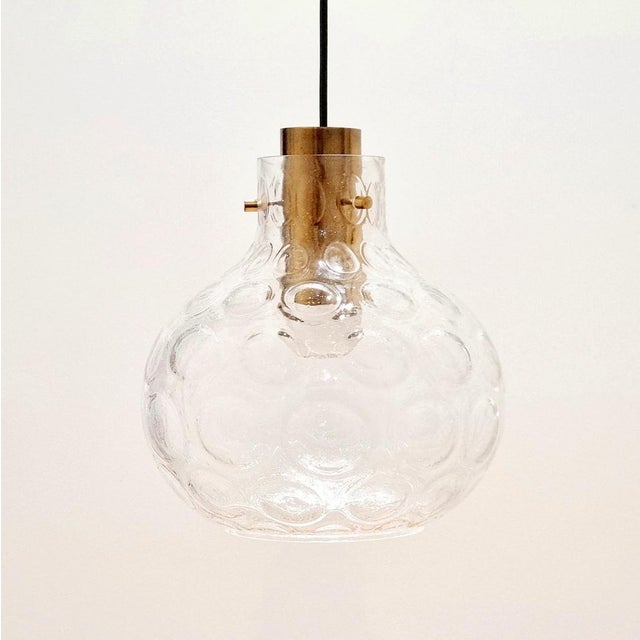 Mid-Century Bubble Glass & Brass Ceiling Light by Helena Tynell for Limburg, Germany, 1960s For Sale - Image 3 of 12