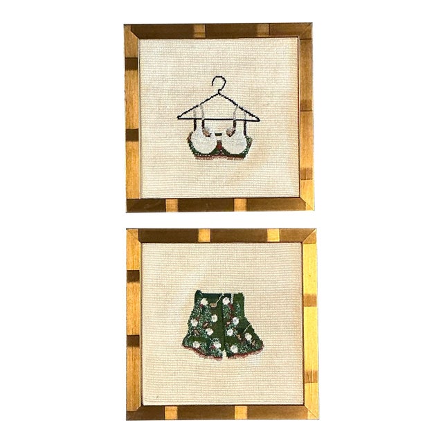 Vintage Original Needlepoint Swimsuit - Set of 2 For Sale
