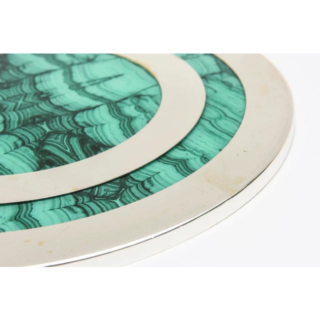 Green Vintage Malachite and Chrome Flat Tray Barware For Sale - Image 8 of 13