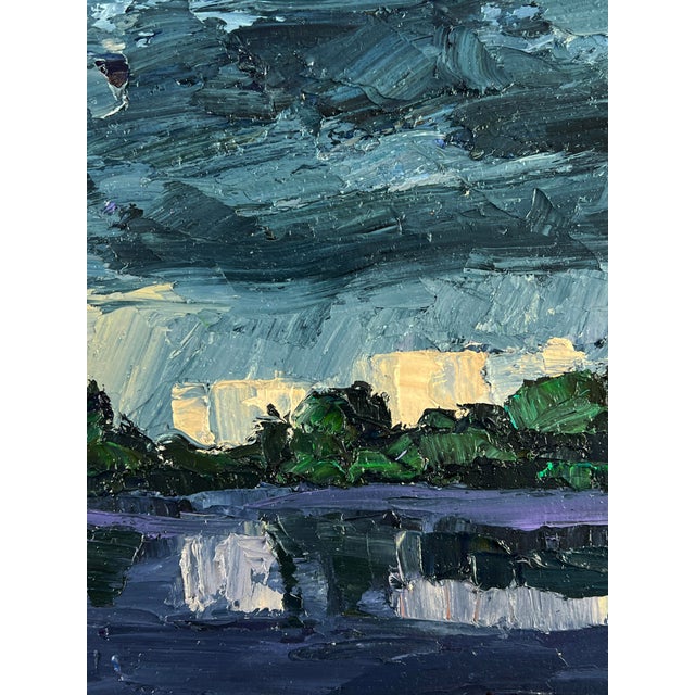 Navy Blue Oil Painting Before the Rain Serdyuk Boris Petrovich For Sale - Image 8 of 11