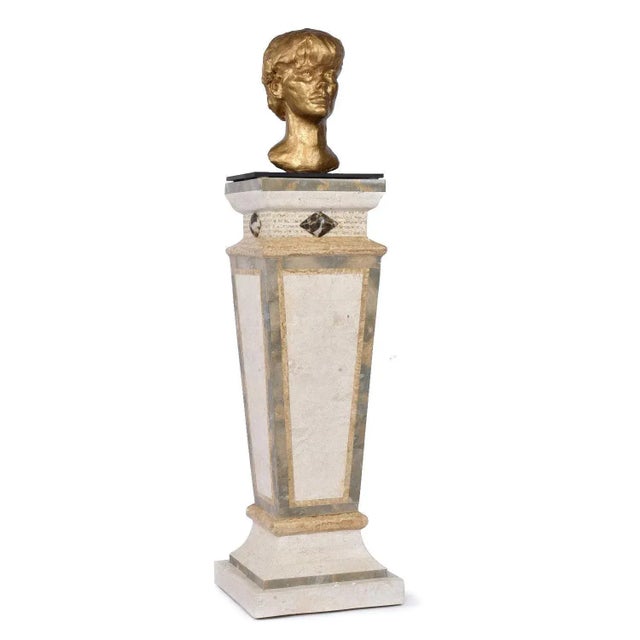 Tall Neo-Deco Tessellated Stone Pedestal, Attributed to Maitland-Smith For Sale - Image 9 of 10