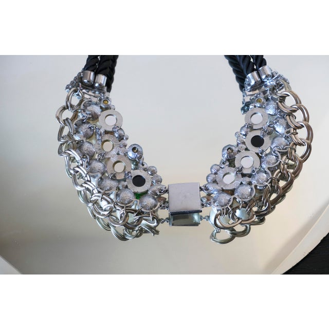 1980s Vintage 1980s Chunky Mixed-Media Statement Bib Necklace For Sale - Image 5 of 11