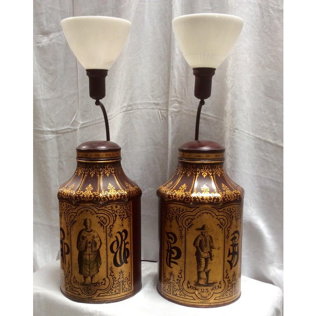 English Chinoiserie Tea Canister Lamps A Pair Chairish