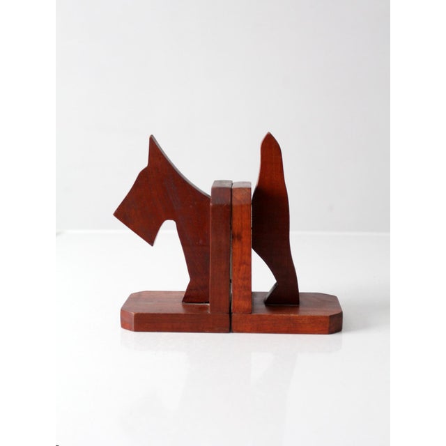 Farmhouse Vintage Carved Wood Dog Bookends Pair For Sale - Image 3 of 14