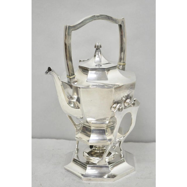 Antique Wilcox Art Deco Silver Plated Tilting Coffee Teapot on Stand "m.g.r." For Sale - Image 16 of 18