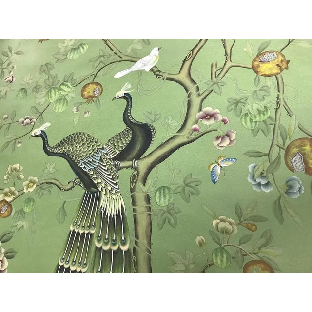 36" * H120"/Panel * 10ps, Emerald Green Chinoiserie Scenic Wallpaper - Set of 10 For Sale - Image 10 of 13