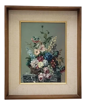 Louis Emiel Chappel (1888-1963) Floral Still Life Oil Painting C.1940s