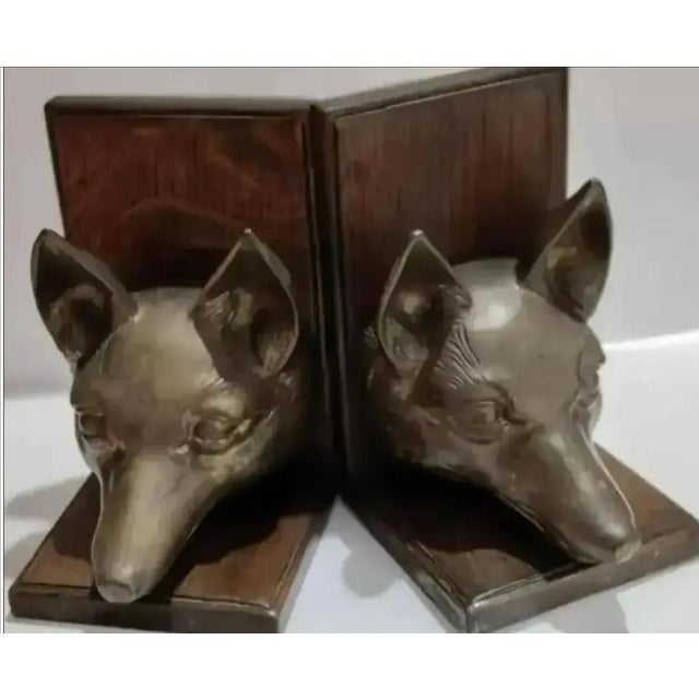 Pair of 1970s Sarreid Ltd. Brass Fox Head Bookends For Sale In Atlanta - Image 6 of 7