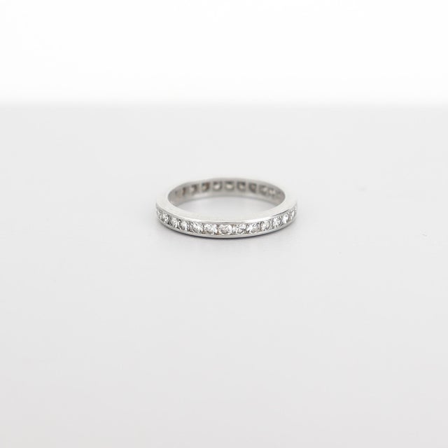 Silver Vintage Platinum & 1.05 Ct. Diamond Eternity Band Ring For Sale - Image 8 of 9