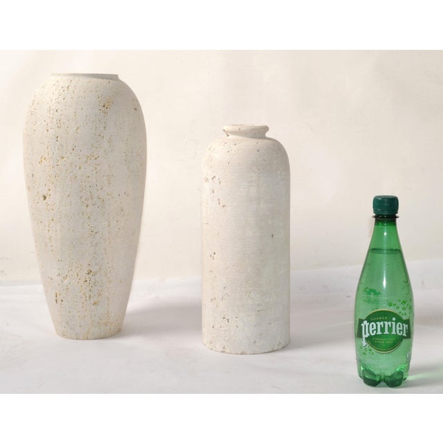 Taupe 1970s Fratelli Manelli Style Venetia Travertine Stone Bottle Vessel Vase Raymor Italy For Sale - Image 8 of 12