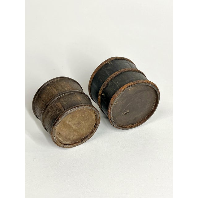 Wood Pair of Rare Mini 19th Century Antique Chinese Wooden Buckets For Sale - Image 7 of 12