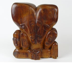 Miriam Sommerburg, Carved Wood German Expressionist Sculpture Jewish Woman Refugee Artist Judaica, c.1950s