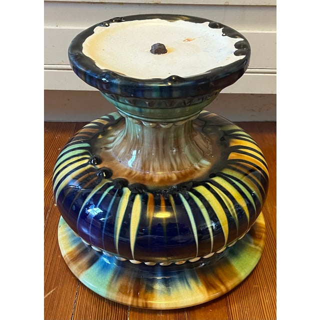 Blue Antique 19th Century French Majolica Urn Planter or Flower Pot For Sale - Image 8 of 12