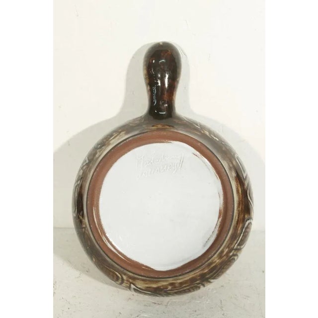 Brown Grand Caquelon Covered with Leaves by Jean Claude Malarmey, Vallauris, 1950s For Sale - Image 8 of 12