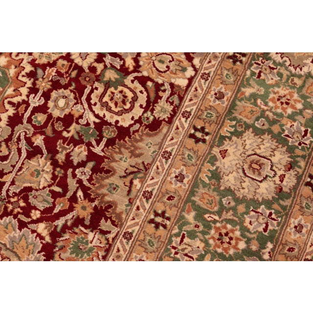1990s Floral 1990's Pak-Persian Maroon/Green Wool Rug - 6'1'' X 9'0'' For Sale - Image 5 of 9